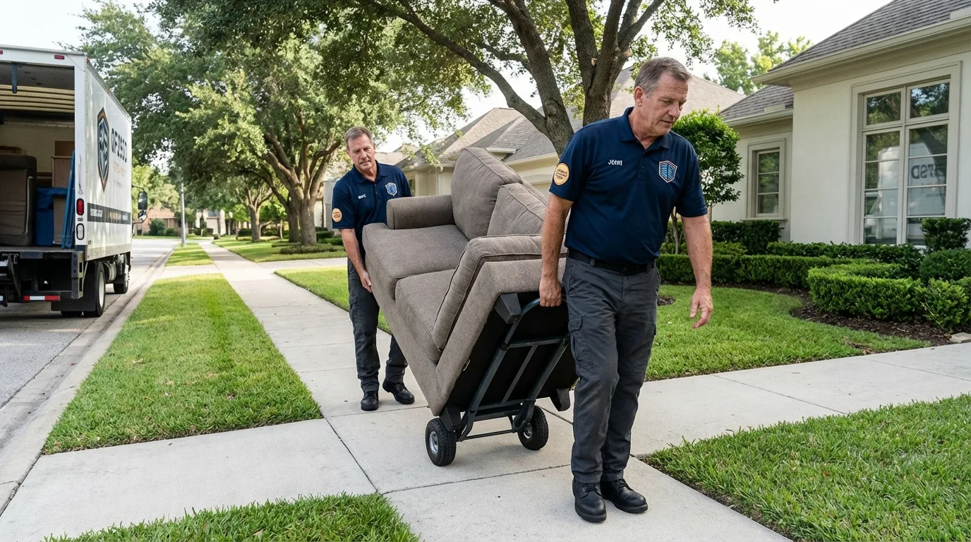 Local residential moving crew loading furniture in Elbridge, NY
